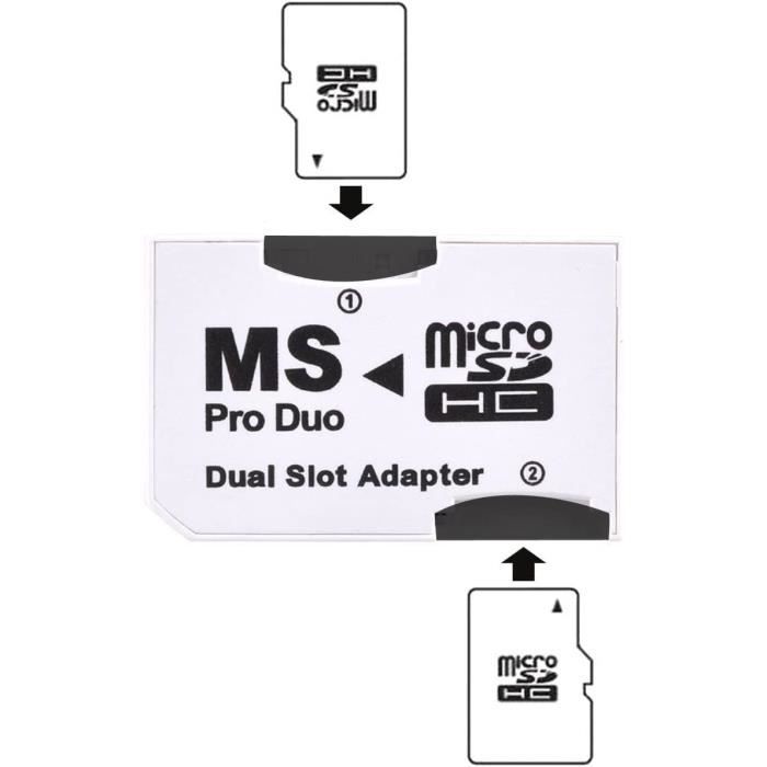Adaptateur Micro Sd Vers Memory Stick Pro Duo Dual, Convertisseur Micro