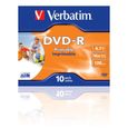 DVD-R Imprimable 16X Verbatim - Pack de 10 - Boitier crystal - 4.7 Go - 120 minutes-2