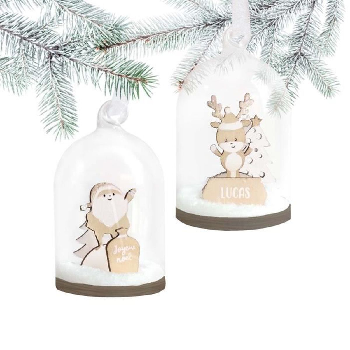 arbre de Noel Décoration sac-cadeau Personnalisé "Neige Famille" Famille de 3 ou 4