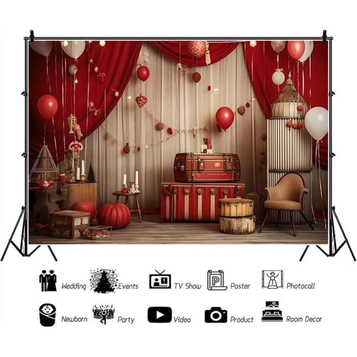Fond Photo Cirque Vintage 3x2,5m YongFoto - Toile De Fond Pour Anniversaire, Fête, Photo