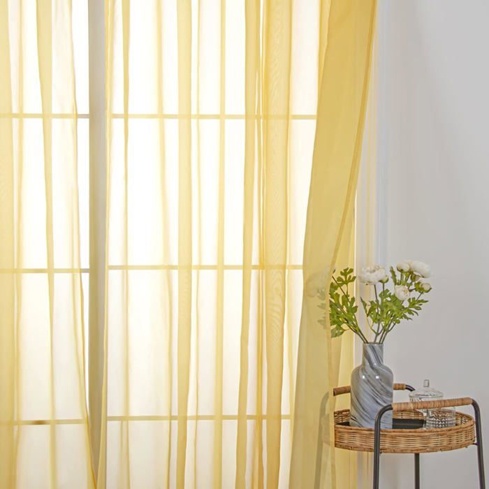 AJW-Rideaux Transparent Design Moderne à œillets 2 Pièces 140 x 220 CM