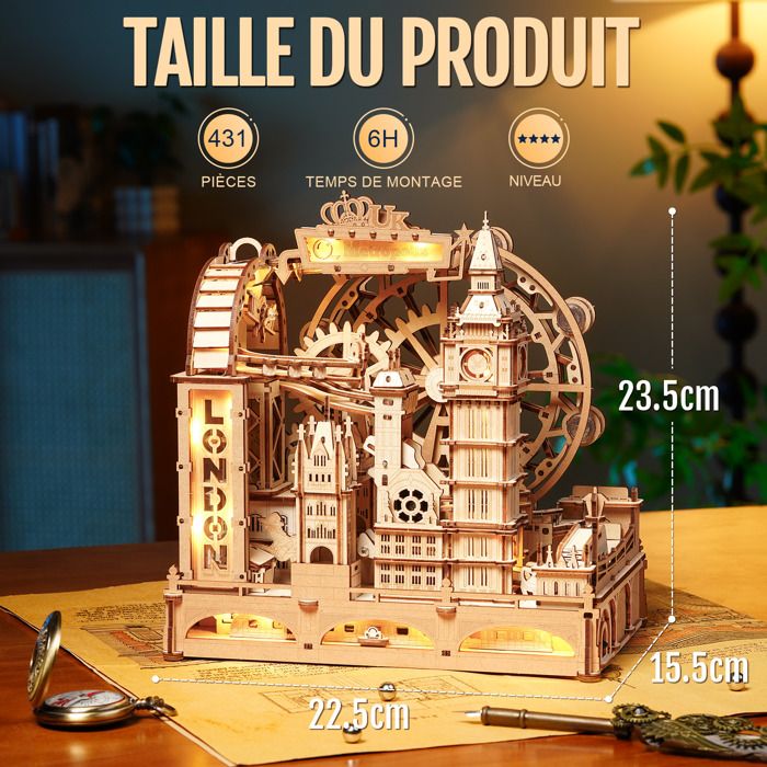 ROKR Owl Clock Maquette Bois | Puzzle 3D Bois | Construction Bois