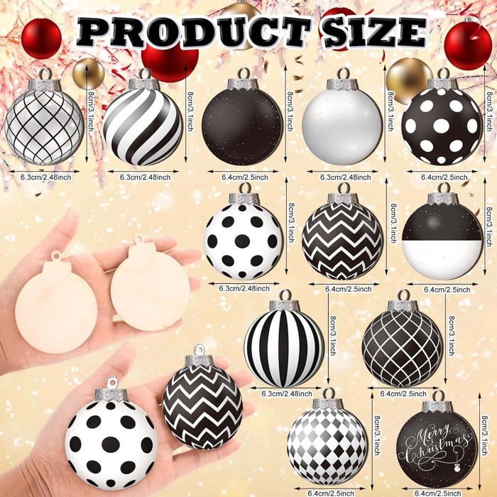 36 Décorations De Sapin En Bois Plat - Forme Boule, 6.5cm, Rouge - Avec Corde De Jute - Pour Noël, Déco Maison, Cadeaux