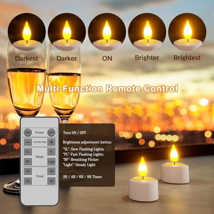 Bougies LED rechargeables, 12 bougies chauffe-plat rechargeables  vacillantes avec télécommande et minuterie, bougies avec 2 câbles de charge  USB à 6 ports, mèches noires réalistes pour décoration : :  Luminaires et Éclairage