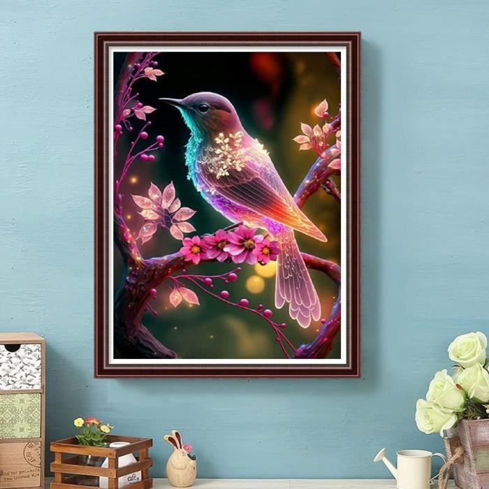 Kit Peinture Diamant Oiseaux - Diamond Painting Adulte/enfant, 30x40cm, Décoration Maison Strass