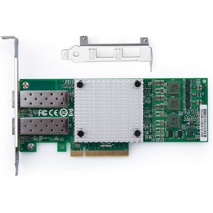10Gtek® Carte Réseau 10GbE PCIE Broadcom 57810S Chip, Dual SFP+ Ports,  10Gbit PCI Express x8 LAN Adapter : : Informatique