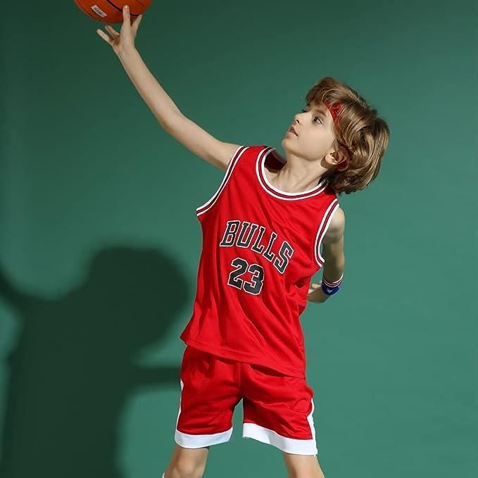 Tenue Basket Enfant,2 Pièces Ensemble Basket Enfant,Pop Maillot Basket  Enfant,Maillot de Basket Enfant - Avec numéro 23 - Rouge - Cdiscount Sport