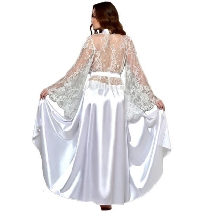 Chemise De Nuit En Satin Et Dentelle - Robe D'intérieur Longue Pour Femme, Maternité, été Et Maison