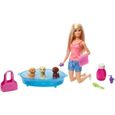 Barbie - Famille coffret le Bain des Chiots, poupée blonde et 3 figurines de chiots, avec baignoire et accessoires, jouet po 1065-3