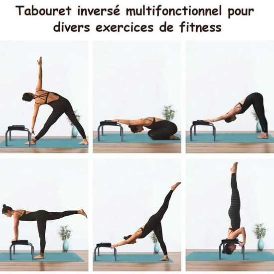 43 Tabouret Dinversion De Yoga Chaise De Yoga Inversee En Forme De H Avec Coussin En Pu Banc De Yoga Headstand Multifonctionnel Aides A Lexercice A Domicile 55 43cm Noir Bancs De