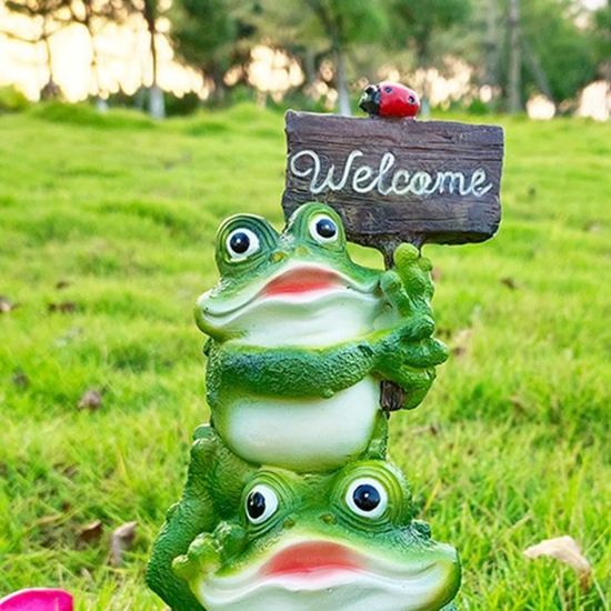 Sinolofty Figurine Grenouille sur Pierre Bienvenue en Résine Statue Grenouille Assise sur Pierre pour la Décoration de Pelouse de Jardin Extérieur Sinolofty Figurine Grenouille sur Pierre Bienvenue en Résine Statue Grenouille Assise sur Pierre pour la Décoration de Pelouse de Jardin Extérieur