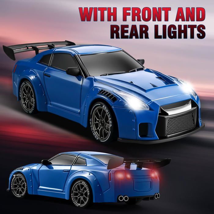 Coche RC Drift 1:24 4WD A 25km/h Con Luces LED – Gris, Perfecto Para Niños Y Adultos