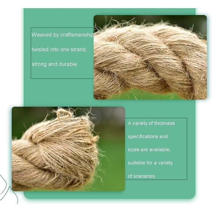 Corde Tressée En Chanvre Naturel - Diamètre 20 Mm (2 Cm) - Vente Au Mètre - Grosse Sparte Sisal