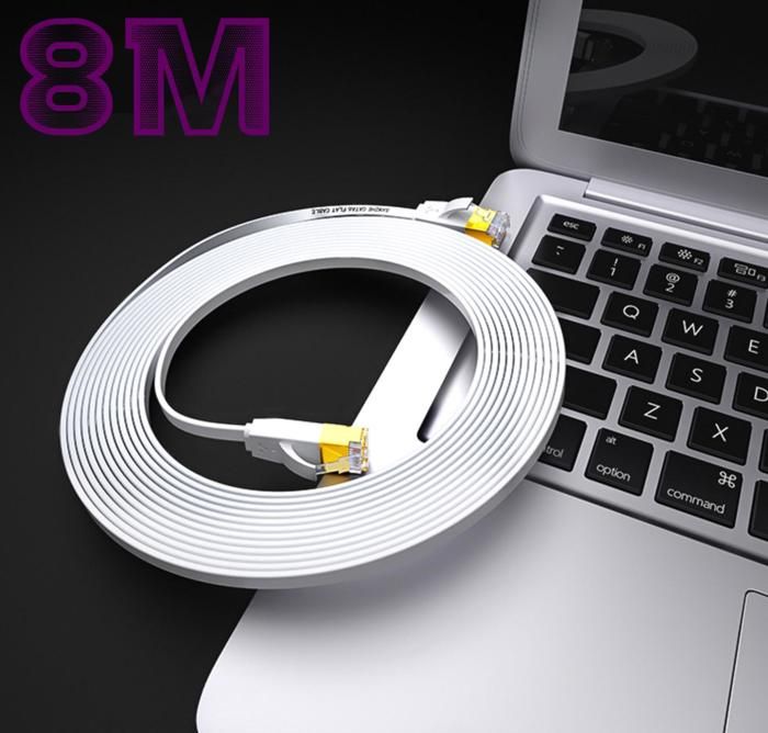 Câble Réseau Ethernet - ELFCAM - Cat 7 STP - 8m - Câble Plat - 100% ...