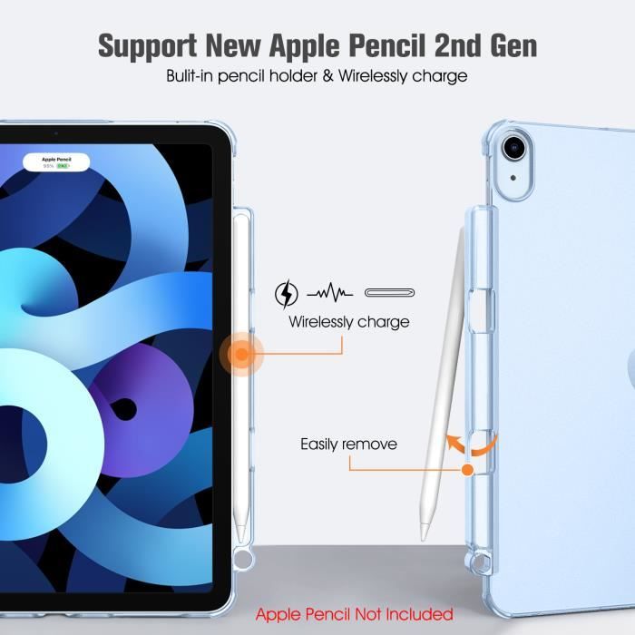 Coque pour iPad Air 4ème Génération 10,9 2020, Étui Rotatif 360 Degrés  Housse Protection avec Pencil Holder, Pochette avec Fon A264 - Cdiscount  Informatique