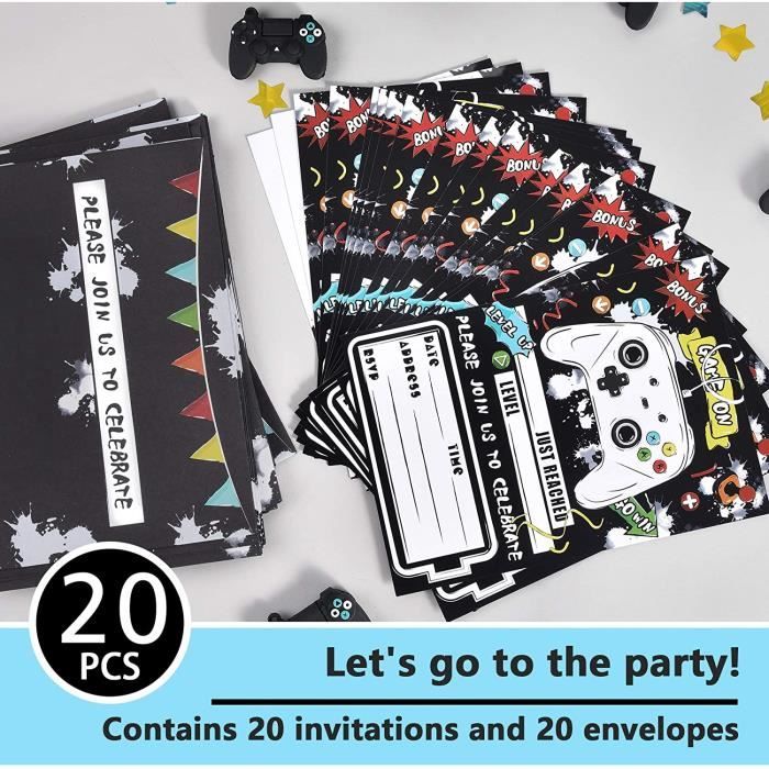 Phoenix Party Lot de 20 cartes d'invitation Mario - Fournitures de