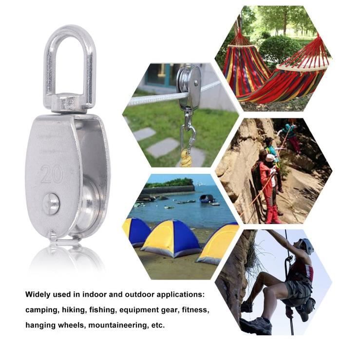 Poulie Pivotante 360° En Acier Inox 304 – Charge Jusqu'à 250 Kg, Silencieuse Et Robuste Pour Corde, Câble, Fitness