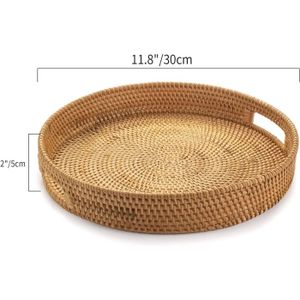 Plateau De Service En Osier Naturel – 30 Cm De Diamètre – Vannerie Vintage (occasion)
