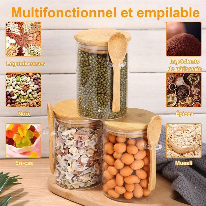 3x pièces boîtes de conservation/bocaux de conservation 1, 3L verre avec couvercle en