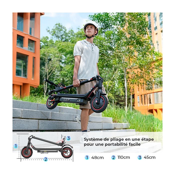 Trottinette Électrique Pliable Adulte - 650W Max, 25-30km Autonomie, 8.5" Pneus Nid D'Abeille - Avec Phares Et Clignotants - 4