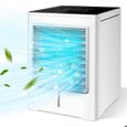 Climatiseur portable - PZCC - 3 vitesses - Minuterie 1/3/6 heures - Alimentation USB - Réservoir d'eau glacée