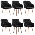 #66307 6 x Chaises de salle à manger Professionnel - Chaise de cuisine Chaise Scandinave - Fauteuil Chaise de salon Noir Tissu Parfa-0