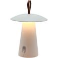 Lampe de table sans fil - LUMISKY - FUNGY - H29 cm - Aluminium - Anse en cuir - LED blanc chaud-0