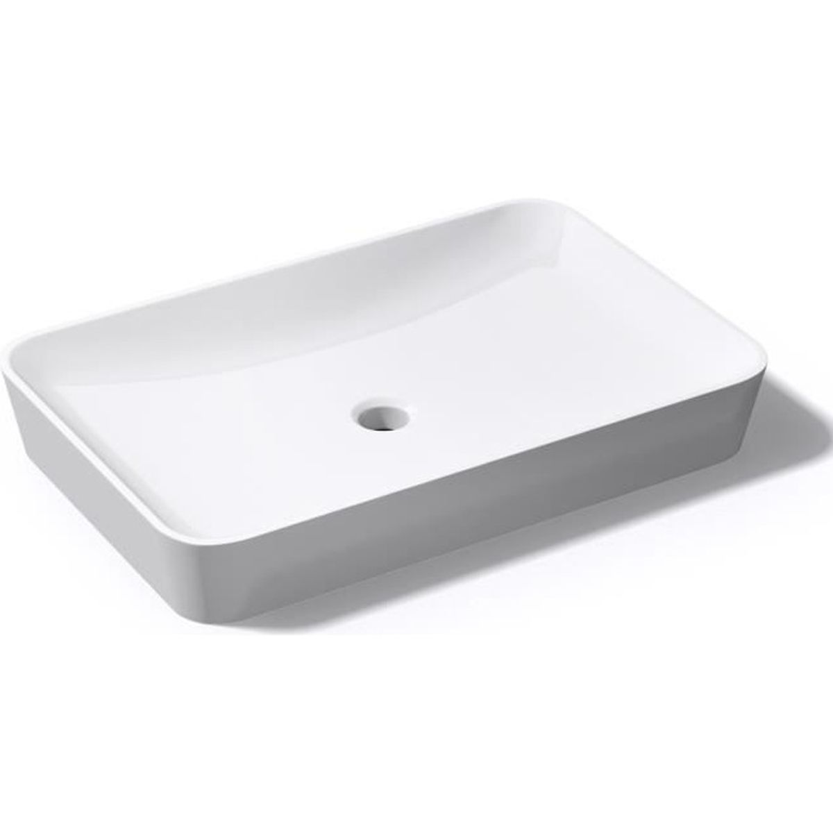 Mai & Mai lave main évier vasque 60x42x11 cm en céramique blanc ovale sans perçage pour robinet lavabo sans trop-plein à poser BR322 