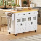 Îlot de cuisine - TRUXEN8 - Blanc - Système à deux modes - Plateau extensible - Rangement multifonctionnel