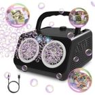 GUIGUOGUO Machine à Bulles, Portable 20000+Bulles/Minute, 26trous de Bulles/Eau à Bulles Incluse, Jouet à Bulles pour Enfants, Noir