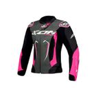 Blouson moto femme Ixon Vortex 3 - noir/rose/blanc - S