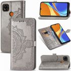 RASENA étui Xiaomi Redmi 9C 6.53" Housse portefeuille Silicone fonction support Mandala Gris Xiaomi Redmi 9C 6.53"