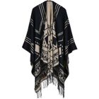 ZEWOW Gilet Poncho Femme Avec Franges Châle Jacquard Automne-Hiver Multi-colors