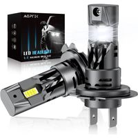 Ampoules H7 LED avec Ventilateur 16000LM AGPTEK, 600% Super Blanc Lampe H7 Voiture 80W 6000K Anti-Erreur - 2PCS