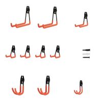 Crochets muraux de garage pour outils - EURO VANADIUM - x10 - Rouge et noir - Antidérapants