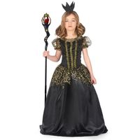 Déguisement enfant méchante reine noire - XS 3-4 ans (92-104 cm) - satin - costume de contes de fée