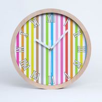 Tulup Moderne 20 cm Une Horloge Murale Calme Décoration D'intérieur Horloge Ronde - Rayures colorées