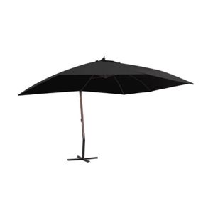 PARASOL Parasol suspendu avec mât en bois 400x300 cm Noir