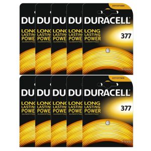 PILES 10 x Duracell 377 1.5v Silver Oxide Watch Battery 