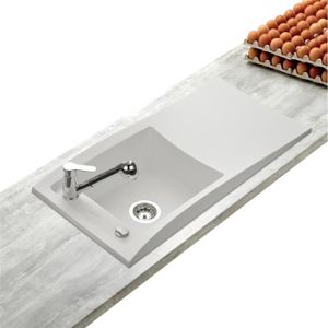 Evier Granit Blanc 1 Bac Sans Egouttoir Achat Vente Pas Cher