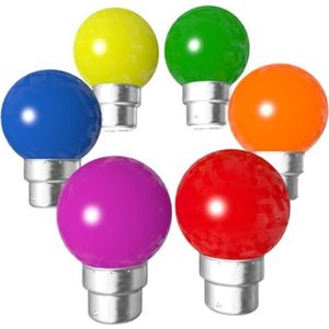 AMPOULE - LED Lot de 6 ampoules (bleue rouge verte jaune orange rose) B22 Incassables avec culot en fer