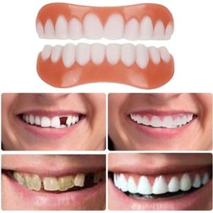SOIN BLANCHIMENT DENTS Dentier en silicone avec autocollants de blanchiment, sourire adulte, fausses dents supérieures et inférieure