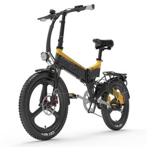 VÉLO ASSISTANCE ÉLEC velo electrique adulte Pliable LANKELEISI G650 20 pouces 35KM-H Moteur 500W Autonomie 110km Amortisseur avant 48V12.8Ah Jaune