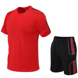 ENSEMBLE DE SPORT Ensemble T-Shirt et Short Homme pour Running et Fitness - Séchage Rapide et Respirant - Rouge
