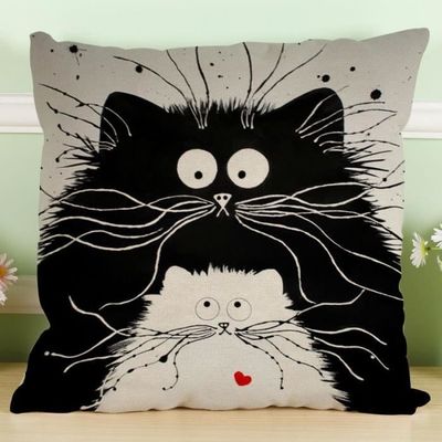 1Pcs Créatif Chat Coussin Housse Taie Oreiller Coussin Carré Cadeau Sofa 45x45CM