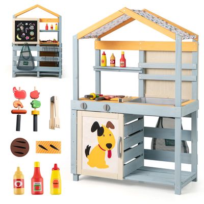 Cuisine Extérieure En Bois Pour Enfants – 2-en-1 Avec Bac à Plantes, Évier, Roues – Jeu De Jardin Dès 3 Ans