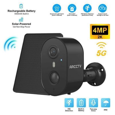 Camera noire WiFi solaire UHD 2K infrarouge invisible ultra longue autonomie detection de mouvement et humaine