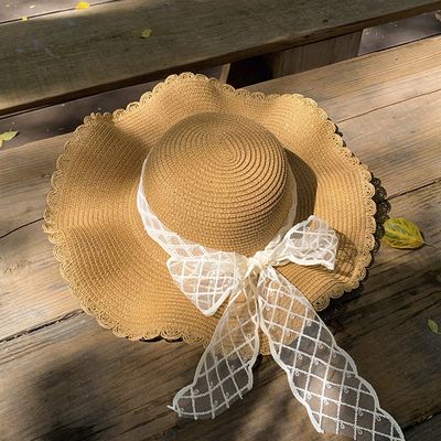 Chapeau Fille Chapeau De Paille Fille 2-5 Ans Avec Dentelle Et Cordon - Protection Solaire, Léger Et Respirant - Pour Plage, Voyage, Camping - Inclut Petit Sac En Paille