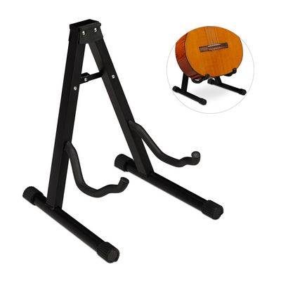 VidaXL Support Guitare Trépied Robuste Acier Réglable Noir