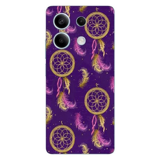 Coque Topme Pour Redmi Note 13 4G - Silicone Violet Avec Liseré Doré - Protection Anti-choc